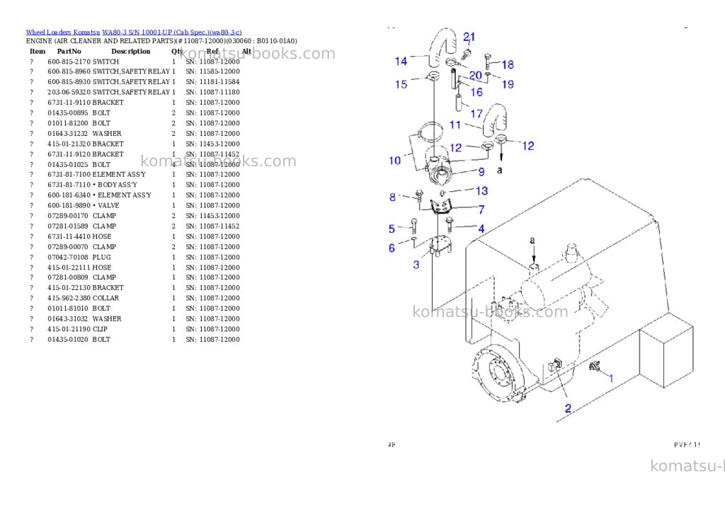 Komatsu wa80-3 s/n 10001-up cab spec. Parts catalog cover Page 5 Komatsu wa80-3 s/n 10001-up cab spec. Parts catalog cover Page 5