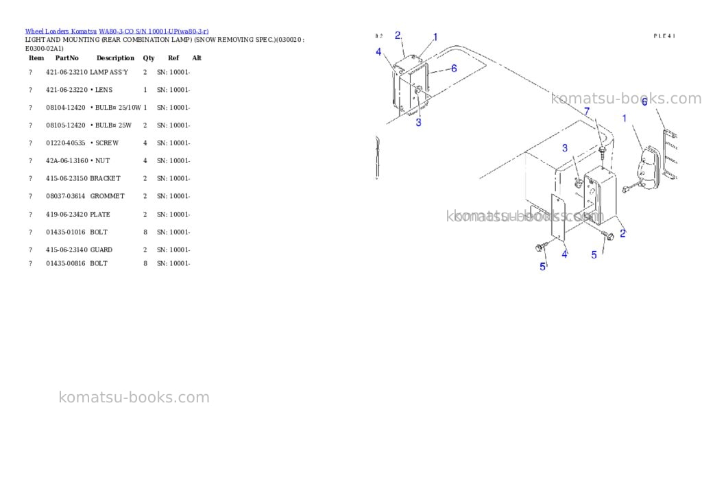 Komatsu wa80-3-co s/n 10001-up Parts catalog cover Komatsu wa80-3-co s/n 10001-up Parts catalog cover
