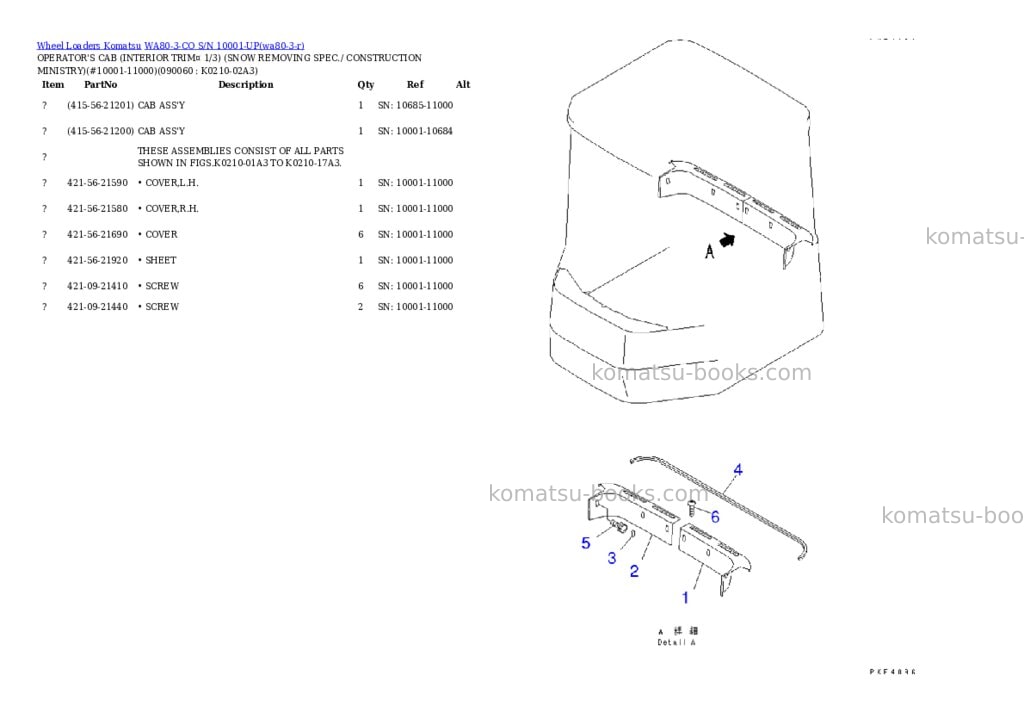 Komatsu wa80-3-co s/n 10001-up Parts catalog cover Page 10 Komatsu wa80-3-co s/n 10001-up Parts catalog cover Page 10
