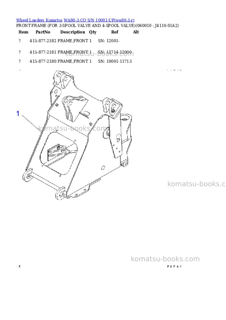 Komatsu wa80-3-co s/n 10001-up Parts catalog cover Page 2 Komatsu wa80-3-co s/n 10001-up Parts catalog cover Page 2