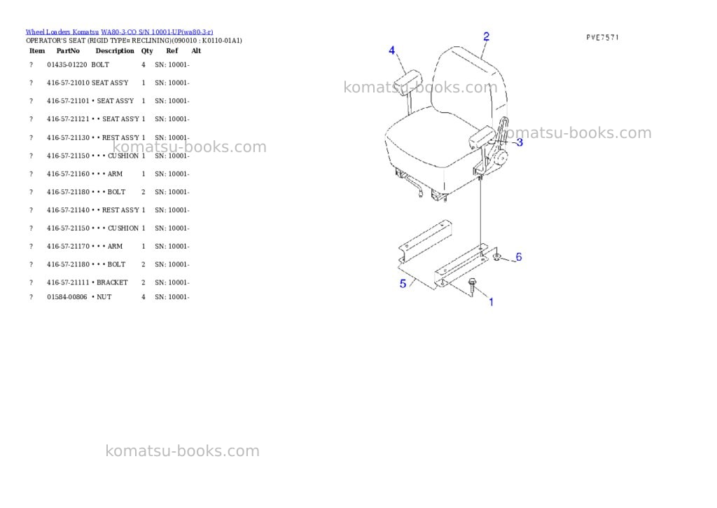 Komatsu wa80-3-co s/n 10001-up Parts catalog cover Page 5 Komatsu wa80-3-co s/n 10001-up Parts catalog cover Page 5