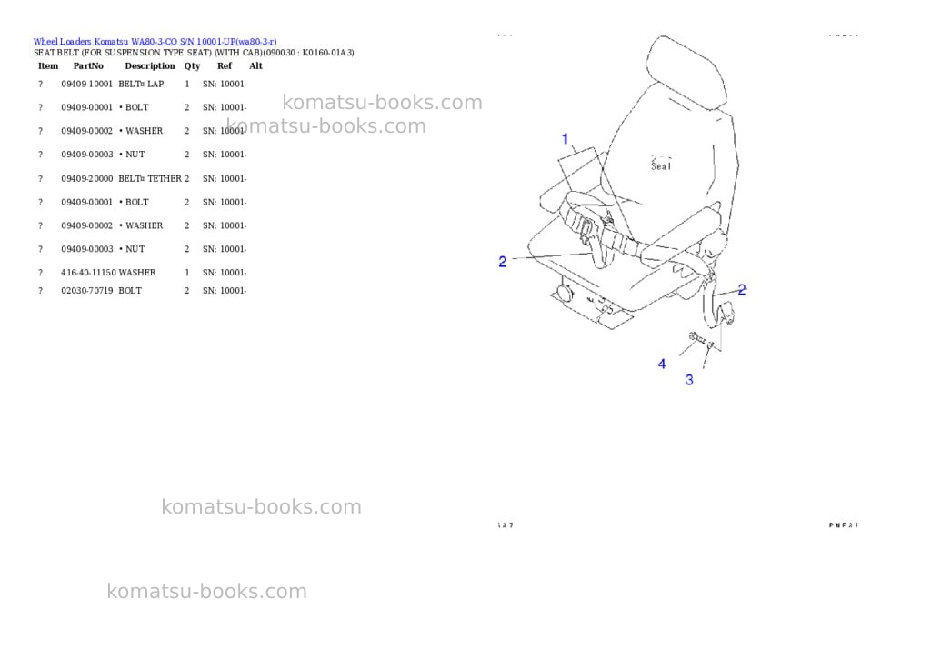 Komatsu wa80-3-co s/n 10001-up Parts catalog cover Page 7 Komatsu wa80-3-co s/n 10001-up Parts catalog cover Page 7