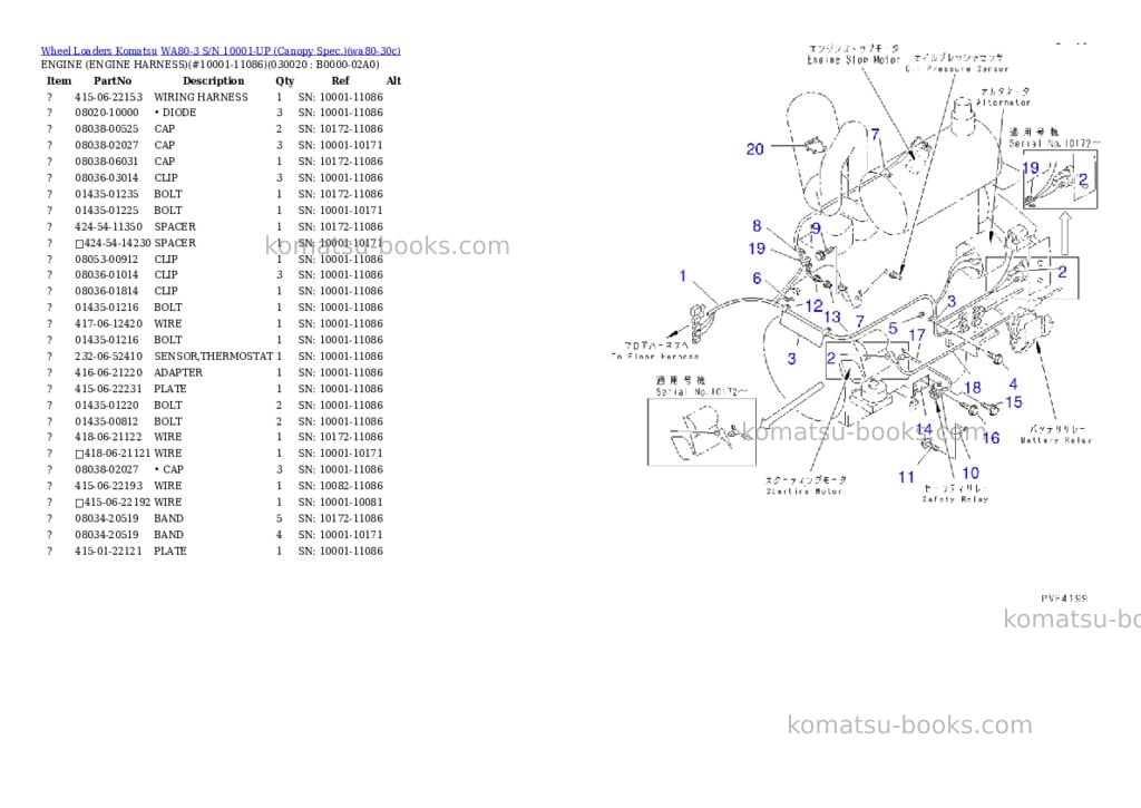 Komatsu wa80-3 s/n 10001-up canopy spec. Parts catalog cover Komatsu wa80-3 s/n 10001-up canopy spec. Parts catalog cover
