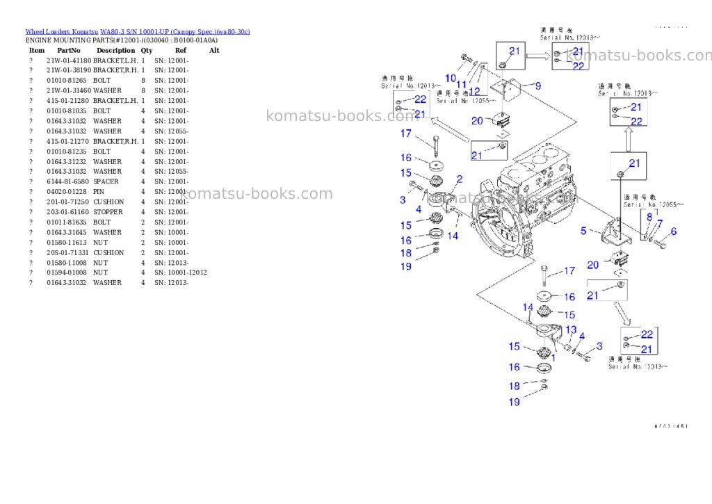 Komatsu wa80-3 s/n 10001-up canopy spec. Parts catalog cover Page 3 Komatsu wa80-3 s/n 10001-up canopy spec. Parts catalog cover Page 3