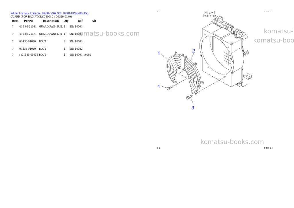 Komatsu WA80-3-SW S/N 10001-UP Parts catalog cover Page 9