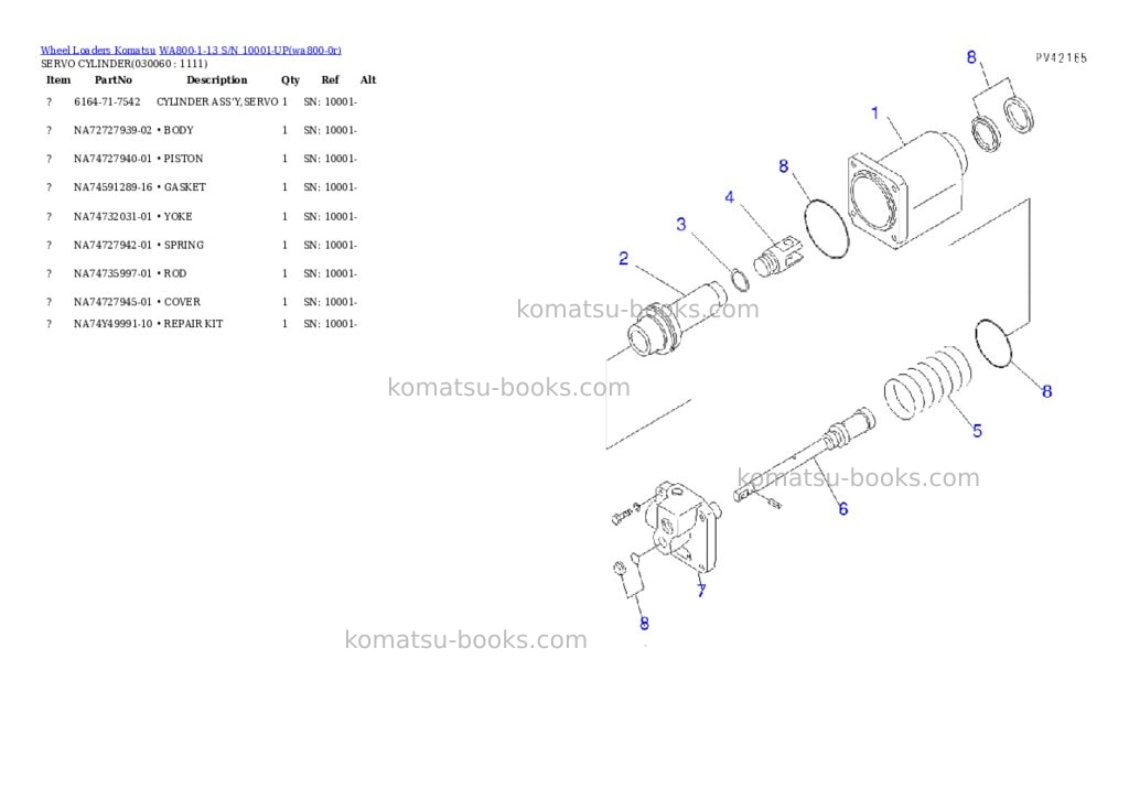 Komatsu wa800-1-13 s/n 10001-up Parts catalog cover Page 5