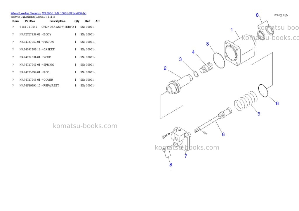 Komatsu wa800-1 s/n 10001-up Parts catalog cover Page 4 Komatsu wa800-1 s/n 10001-up Parts catalog cover Page 4