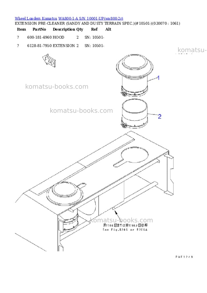 Komatsu wa800-1-a s/n 10001-up Parts catalog cover Page 6 Komatsu wa800-1-a s/n 10001-up Parts catalog cover Page 6