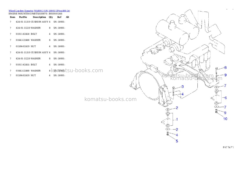 Komatsu WA800-3 S/N 50001-UP Parts catalog cover Page 6