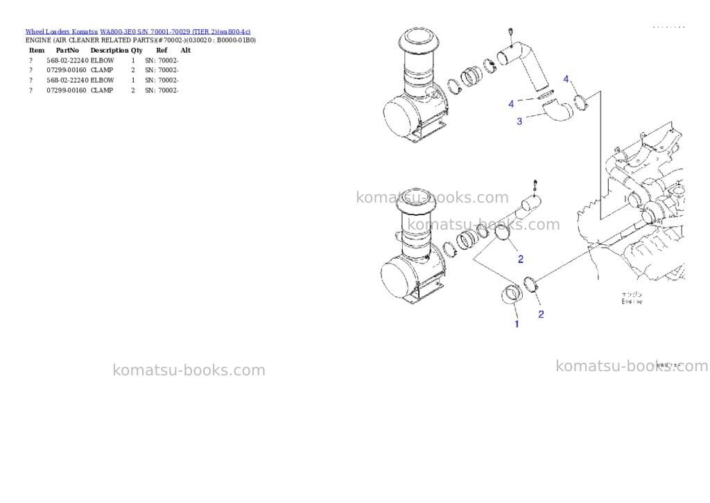 Komatsu wa800-3e0 s/n 70001-70029 tier 2 Parts catalog cover Komatsu wa800-3e0 s/n 70001-70029 tier 2 Parts catalog cover
