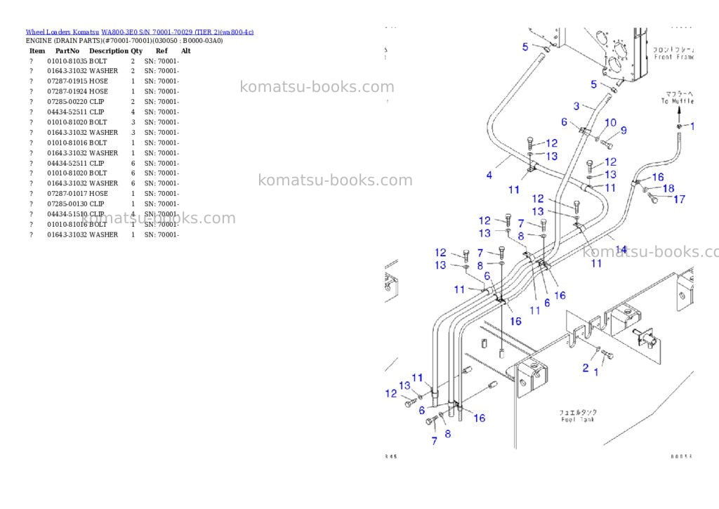 Komatsu wa800-3e0 s/n 70001-70029 tier 2 Parts catalog cover Page 4 Komatsu wa800-3e0 s/n 70001-70029 tier 2 Parts catalog cover Page 4