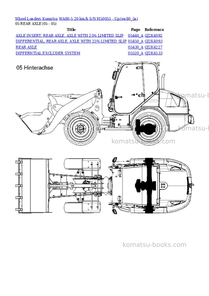 Komatsu wa80-5 20 km/h s/n h50051 - up Parts catalog cover Page 5