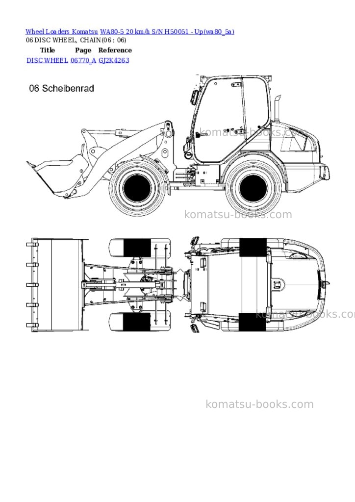 Komatsu wa80-5 20 km/h s/n h50051 - up Parts catalog cover Page 6