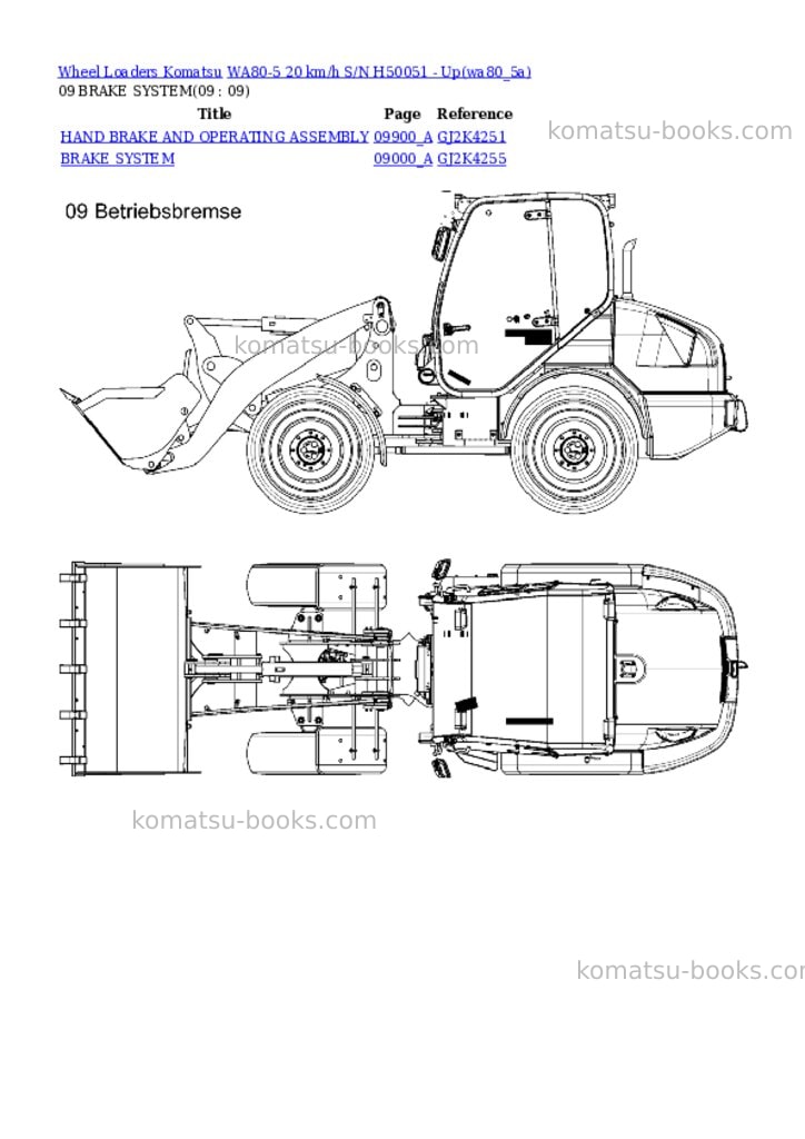 Komatsu wa80-5 20 km/h s/n h50051 - up Parts catalog cover Page 9