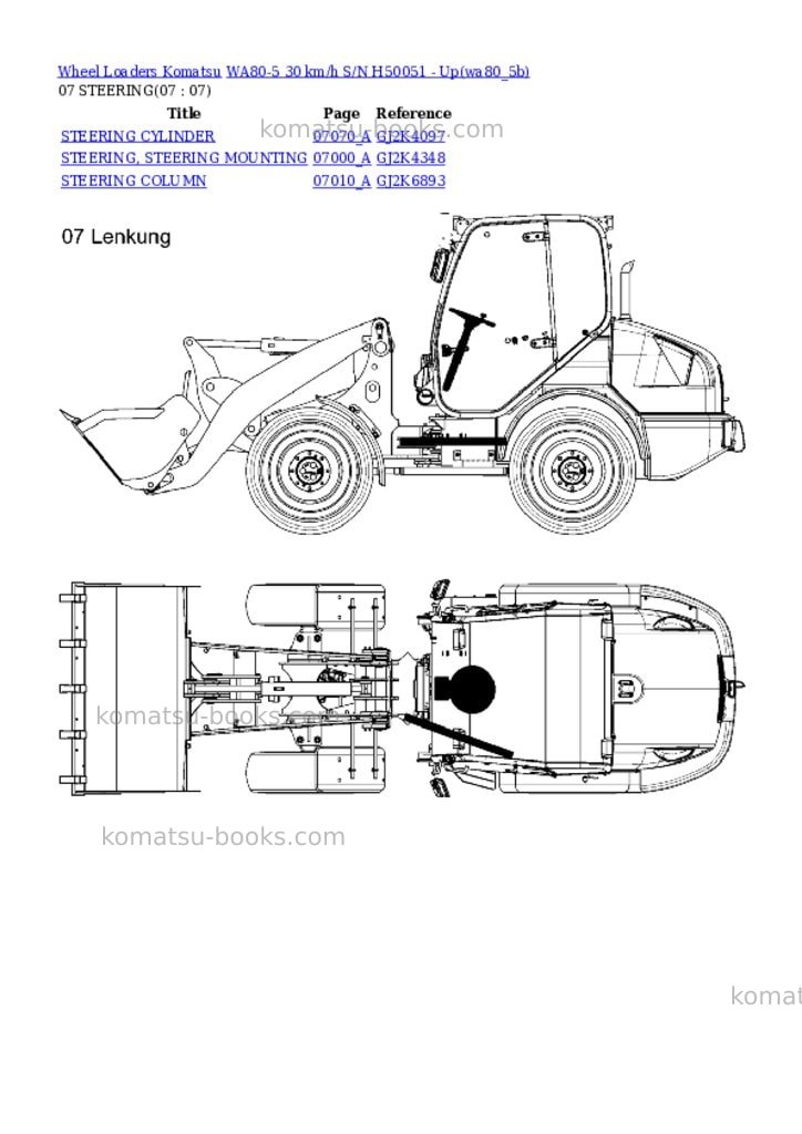Komatsu wa80-5 30 km/h s/n h50051 - up Parts catalog cover Page 7 Komatsu wa80-5 30 km/h s/n h50051 - up Parts catalog cover Page 7