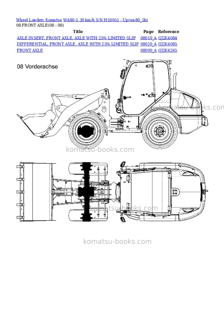 Komatsu wa80-5 30 km/h s/n h50051 - up Parts catalog cover Page 8 Komatsu wa80-5 30 km/h s/n h50051 - up Parts catalog cover Page 8