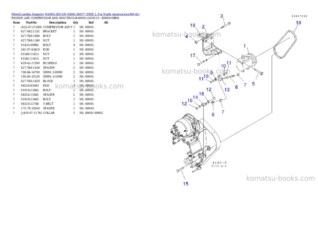 Komatsu wa900-3e0 s/n 60001-60077 tier 2, for north america Parts catalog cover Page 10 Komatsu wa900-3e0 s/n 60001-60077 tier 2, for north america Parts catalog cover Page 10