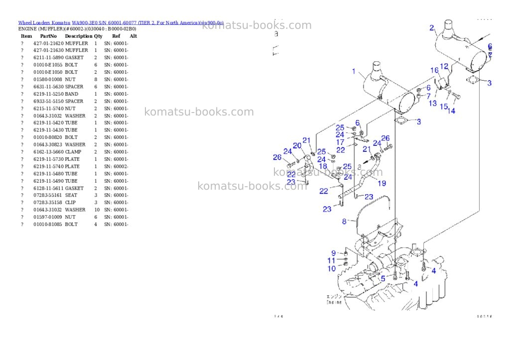 Komatsu wa900-3e0 s/n 60001-60077 tier 2, for north america Parts catalog cover Page 3 Komatsu wa900-3e0 s/n 60001-60077 tier 2, for north america Parts catalog cover Page 3