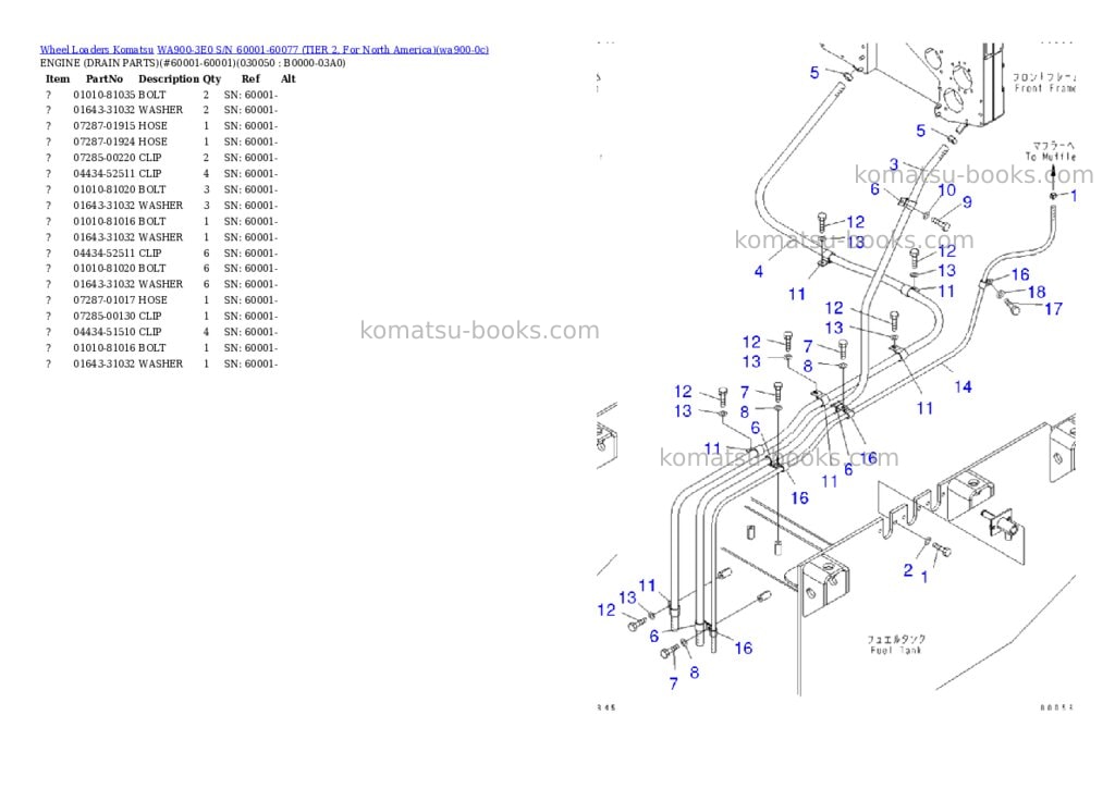 Komatsu wa900-3e0 s/n 60001-60077 tier 2, for north america Parts catalog cover Page 4 Komatsu wa900-3e0 s/n 60001-60077 tier 2, for north america Parts catalog cover Page 4