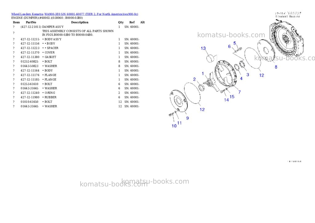 Komatsu wa900-3e0 s/n 60001-60077 tier 2, for north america Parts catalog cover Page 5 Komatsu wa900-3e0 s/n 60001-60077 tier 2, for north america Parts catalog cover Page 5