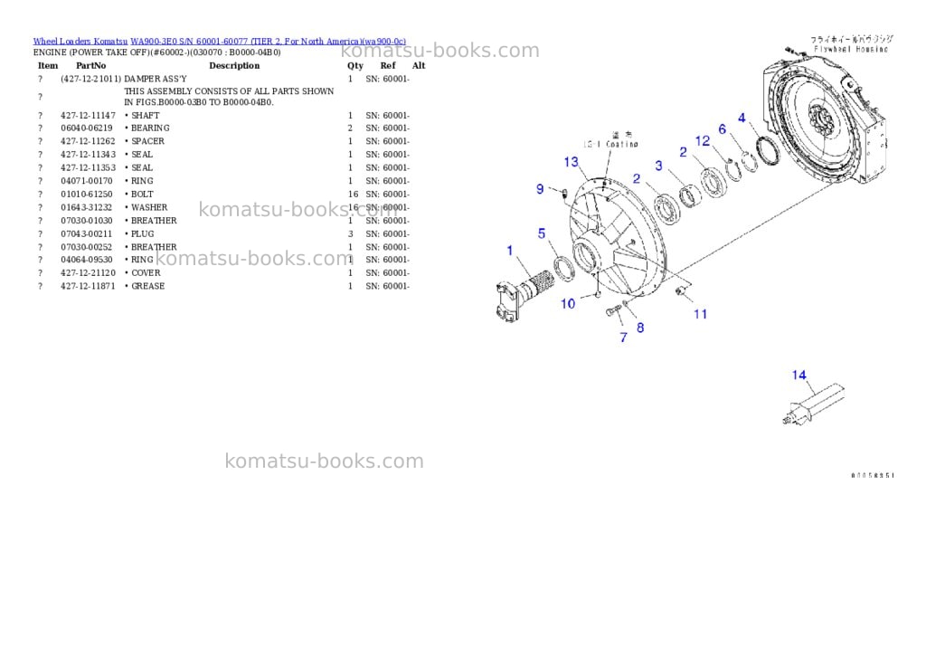 Komatsu wa900-3e0 s/n 60001-60077 tier 2, for north america Parts catalog cover Page 6 Komatsu wa900-3e0 s/n 60001-60077 tier 2, for north america Parts catalog cover Page 6