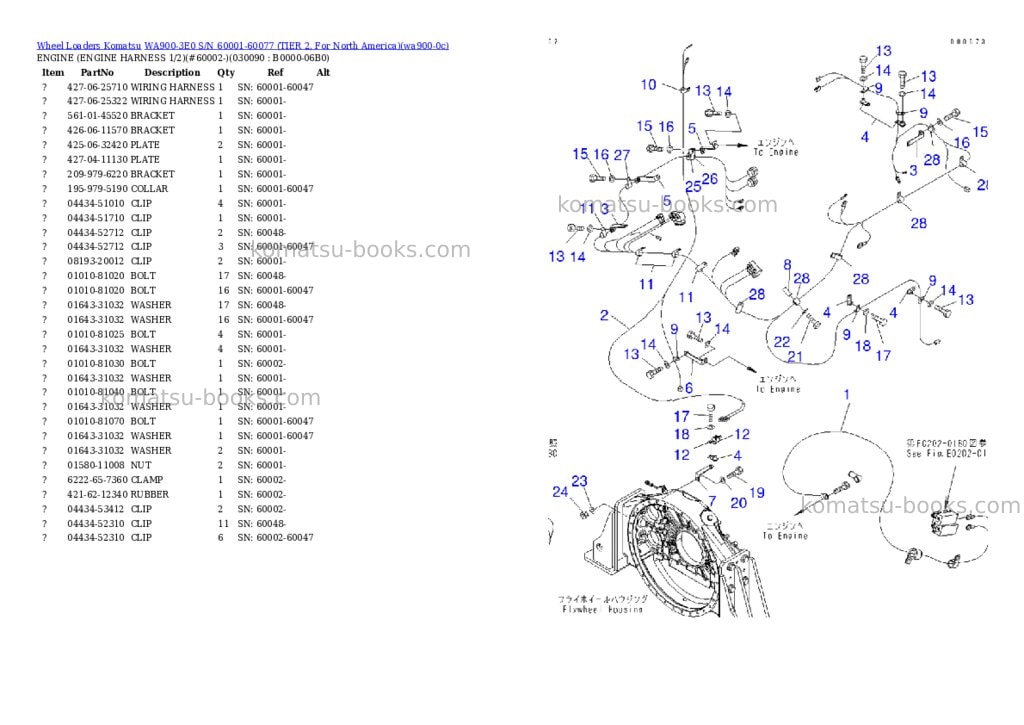 Komatsu wa900-3e0 s/n 60001-60077 tier 2, for north america Parts catalog cover Page 8 Komatsu wa900-3e0 s/n 60001-60077 tier 2, for north america Parts catalog cover Page 8