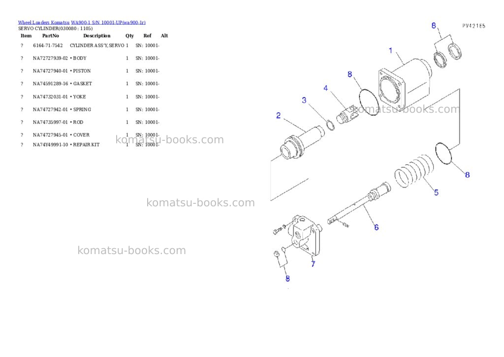 Komatsu WA900-1 S/N 10001-UP Parts catalog cover Page 7