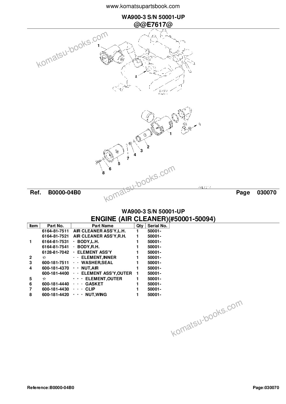 Komatsu wa900-3 s/n 50001-up Parts catalog cover Page 10