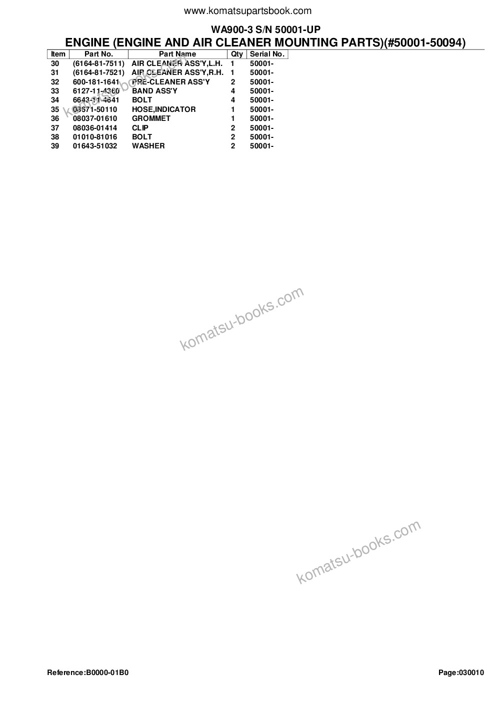 Komatsu wa900-3 s/n 50001-up Parts catalog cover Page 4