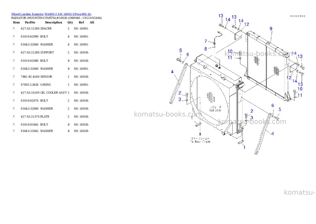 Komatsu WA900-3 S/N 50001-UP Parts catalog cover Page 10 Komatsu WA900-3 S/N 50001-UP Parts catalog cover Page 10