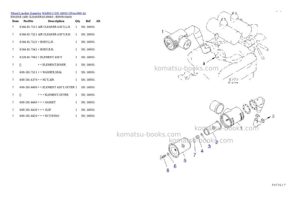 Komatsu WA900-3 S/N 50001-UP Parts catalog cover Page 3 Komatsu WA900-3 S/N 50001-UP Parts catalog cover Page 3