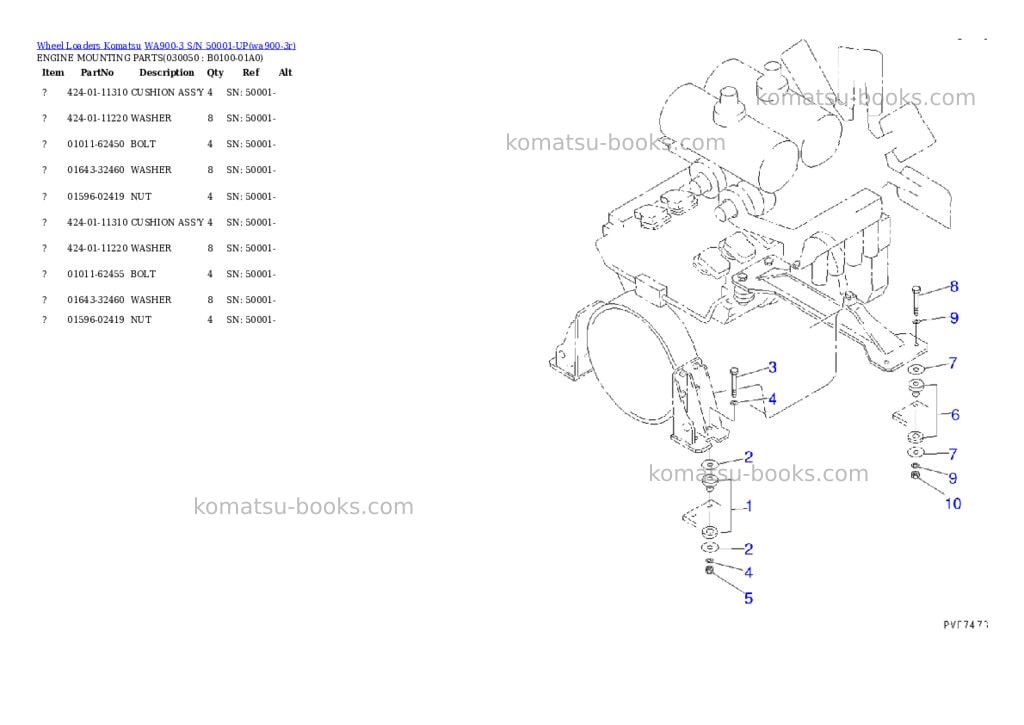Komatsu WA900-3 S/N 50001-UP Parts catalog cover Page 4 Komatsu WA900-3 S/N 50001-UP Parts catalog cover Page 4