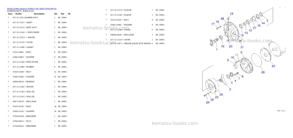 Komatsu WA900-3 S/N 50001-UP Parts catalog cover Page 6 Komatsu WA900-3 S/N 50001-UP Parts catalog cover Page 6