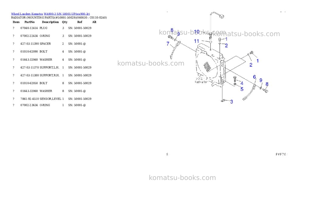 Komatsu WA900-3 S/N 50001-UP Parts catalog cover Page 9 Komatsu WA900-3 S/N 50001-UP Parts catalog cover Page 9