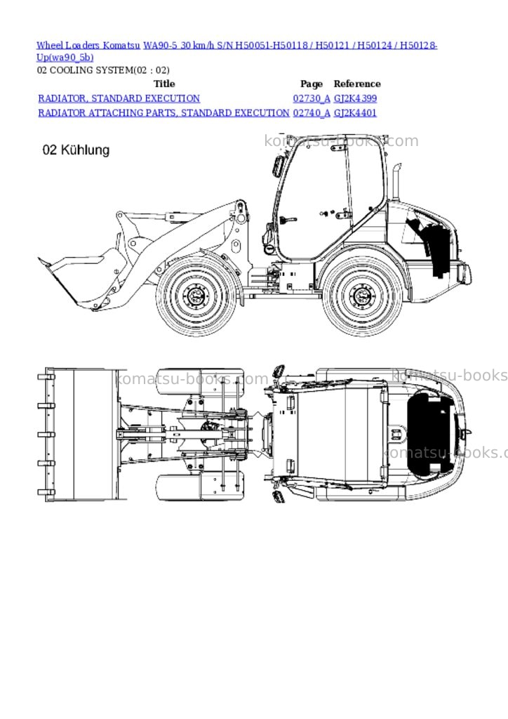 Komatsu wa90-5 30 km/h s/n h50051-h50118 / h50121 / h50124 / h50128-up Parts catalog cover Page 2