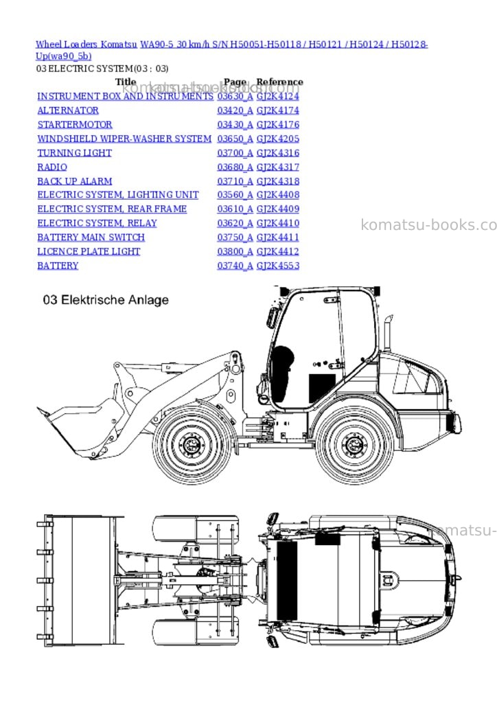 Komatsu wa90-5 30 km/h s/n h50051-h50118 / h50121 / h50124 / h50128-up Parts catalog cover Page 3