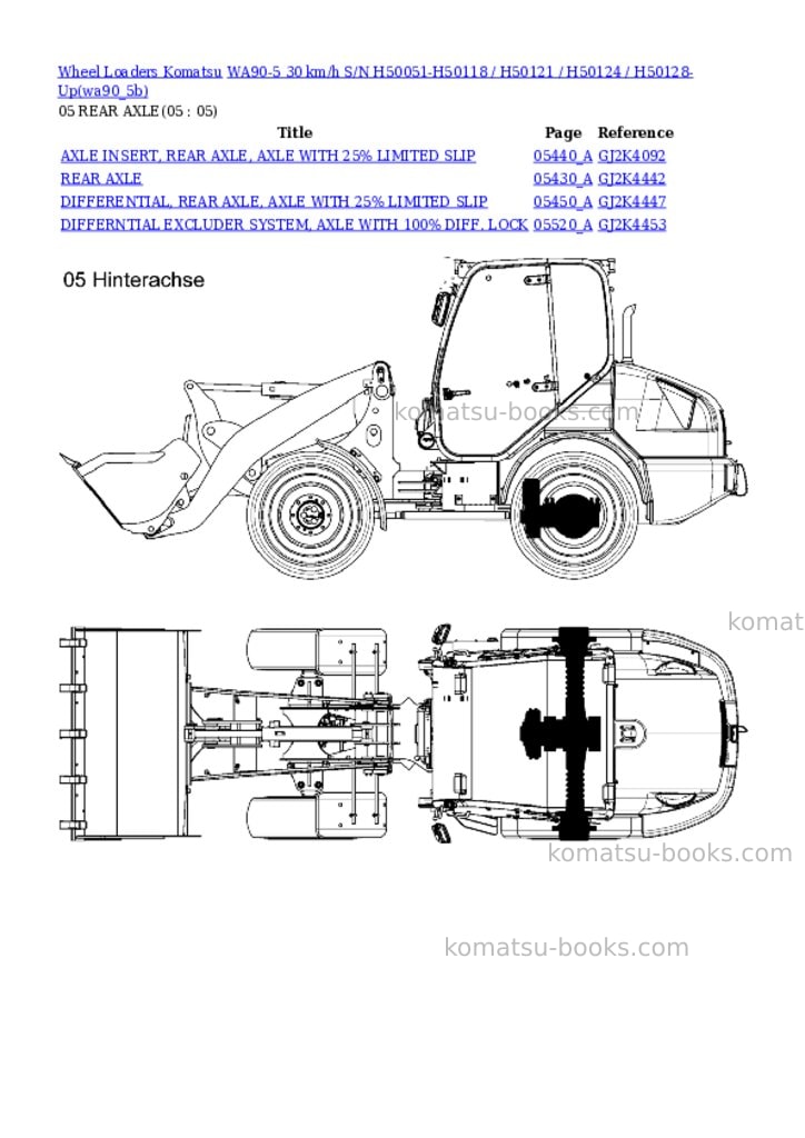 Komatsu wa90-5 30 km/h s/n h50051-h50118 / h50121 / h50124 / h50128-up Parts catalog cover Page 5