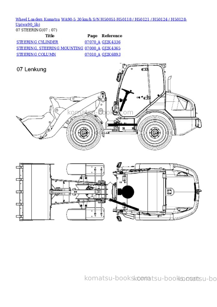 Komatsu wa90-5 30 km/h s/n h50051-h50118 / h50121 / h50124 / h50128-up Parts catalog cover Page 7