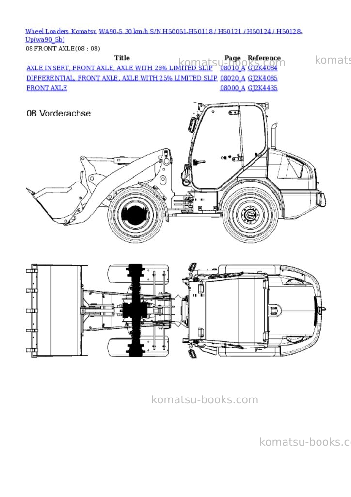 Komatsu wa90-5 30 km/h s/n h50051-h50118 / h50121 / h50124 / h50128-up Parts catalog cover Page 8