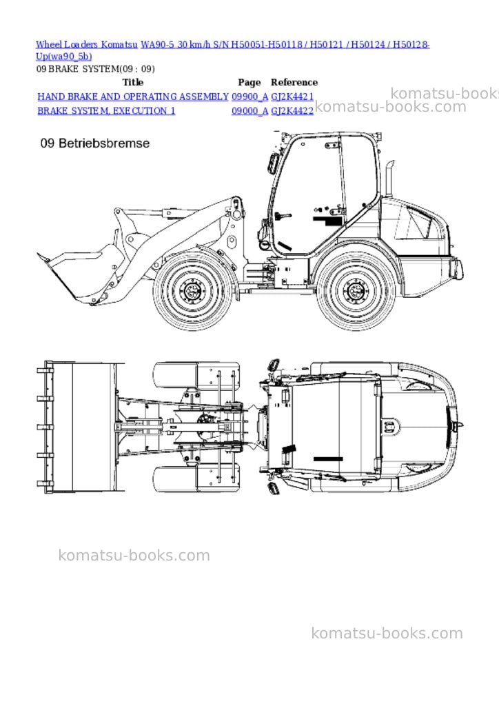 Komatsu wa90-5 30 km/h s/n h50051-h50118 / h50121 / h50124 / h50128-up Parts catalog cover Page 9