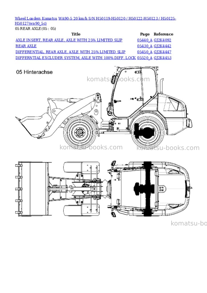 Komatsu wa90-5 20 km/h s/n h50119-h50120 / h50122-h50123 / h50125-h50127 Parts catalog cover Page 5