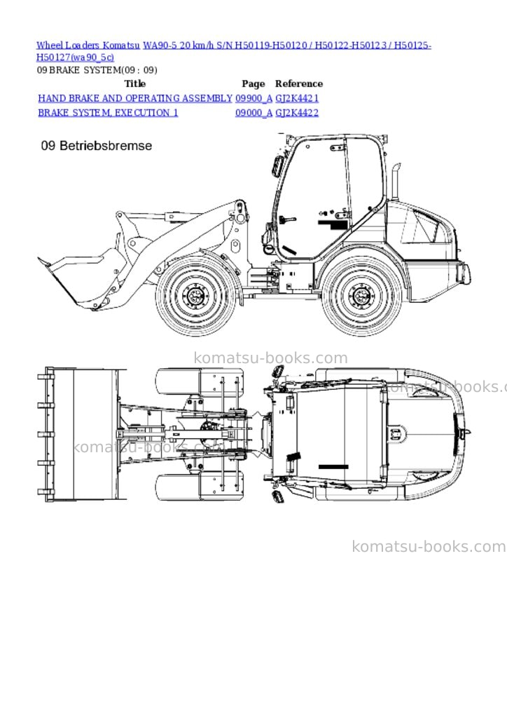 Komatsu wa90-5 20 km/h s/n h50119-h50120 / h50122-h50123 / h50125-h50127 Parts catalog cover Page 9