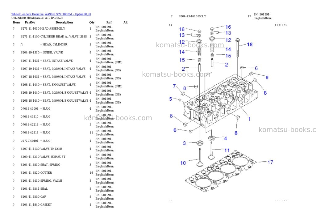 Komatsu wa90-6 s/n h00051 - up Parts catalog cover Page 2