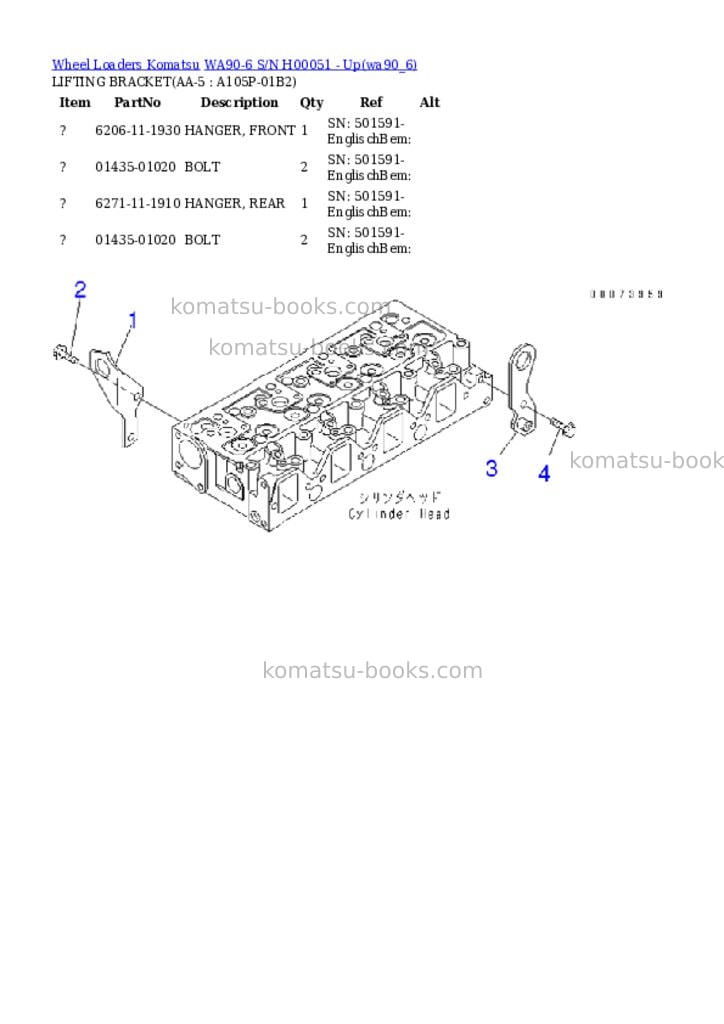 Komatsu wa90-6 s/n h00051 - up Parts catalog cover Page 4