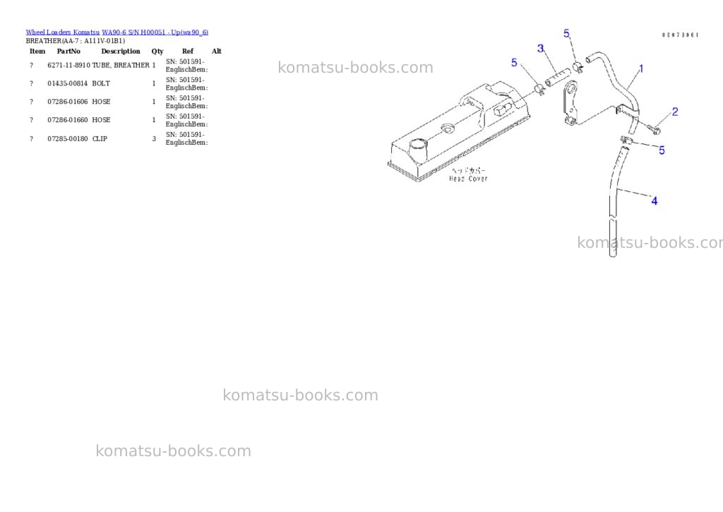 Komatsu wa90-6 s/n h00051 - up Parts catalog cover Page 6