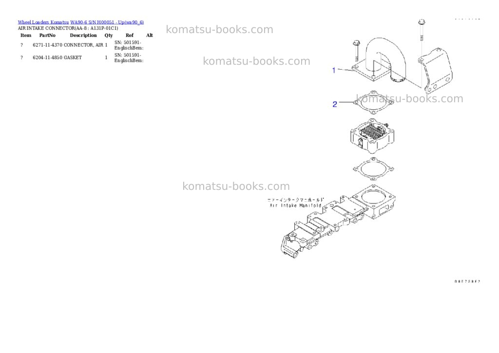 Komatsu wa90-6 s/n h00051 - up Parts catalog cover Page 7