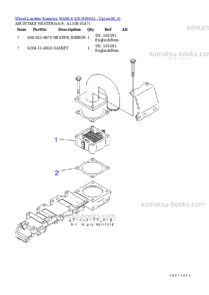 Komatsu wa90-6 s/n h00051 - up Parts catalog cover Page 8