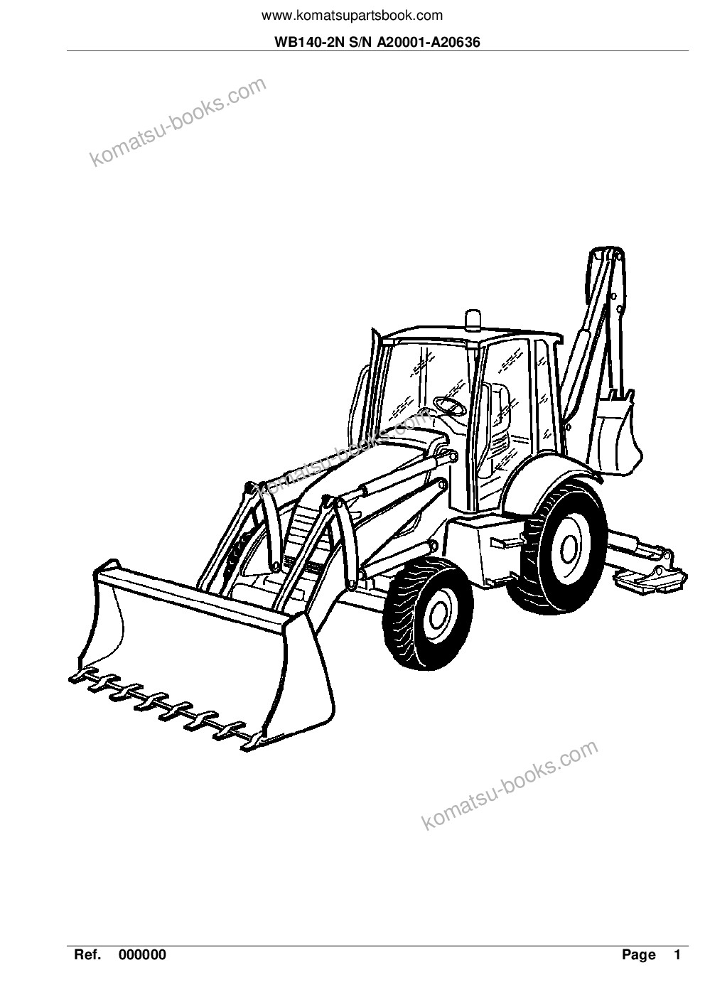 Komatsu WB140-2N S/N A20001-A20636 Catalogue de pièces couverture