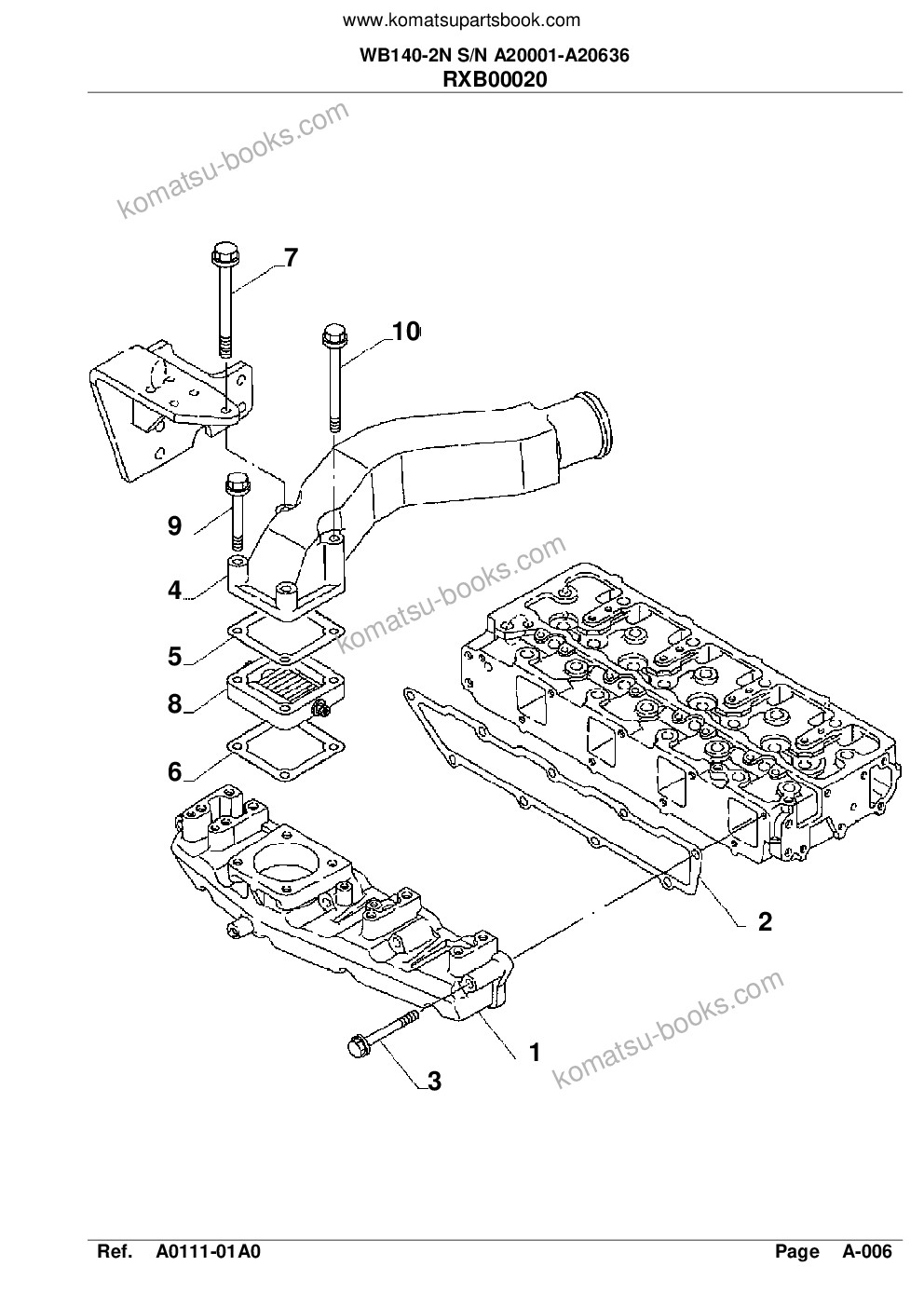 Komatsu WB140-2N S/N A20001-A20636 Catalogue de pièces couverture Page 10