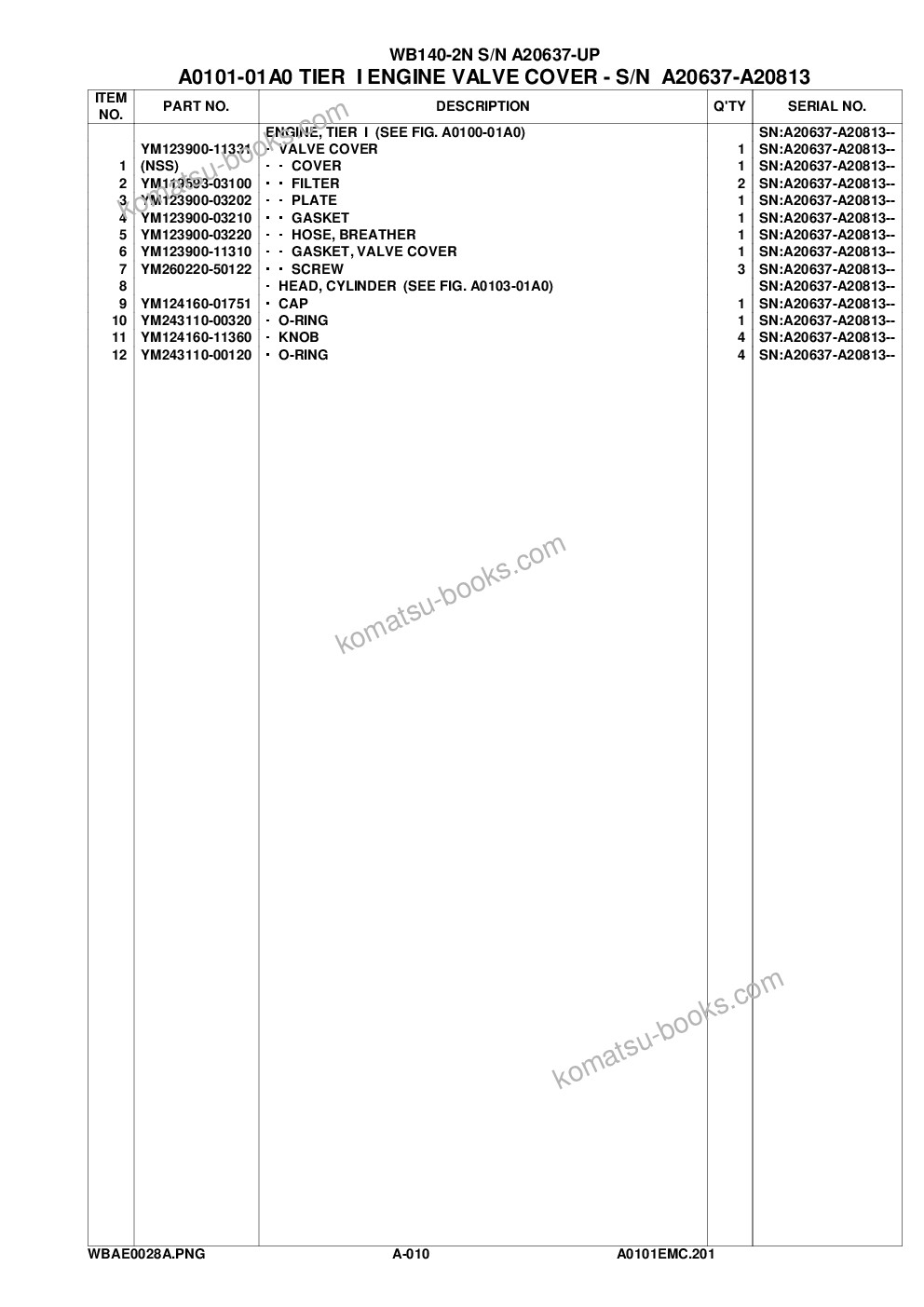 Komatsu wb140-2n s/n a20637-up Parts catalog cover Page 8 Komatsu wb140-2n s/n a20637-up Parts catalog cover Page 8